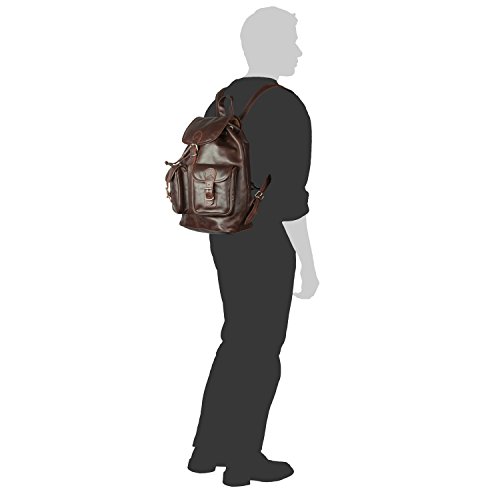 Großer Lederrucksack Größe L / Laptop Rucksack bis 15,6 Zoll, für Damen und Herren, aus geöltem Leder, Kastanien-Braun, Hamosons 560 - 7