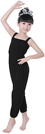 YI WOELD Girl dance clothing child cotton Harness gymnastics Rompers Practice clothes purple black , black , xl