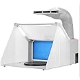 hzexun Portable Airbrush Paint Spray Booth Kit with 3 LED Lights Turn Table and Filter Hose for Model Cake Craft Nail Toy Part Filter Hose Airbrush Spray Booth Kit for Painting Model Craft Hobby DIY