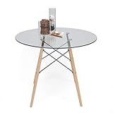 Mesa de comedor o cocina redonda de cristal de diseño nórdico