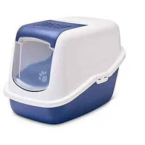 Savic Nestor Cat Toilet Home, 22 x 15 x 15 inch, Prevent Throwing of cat Litter, Durable, Lightweight, Easy to use and Reduces Odor, Perfect Toilet Training Aid Your Cat, Nordic Blue