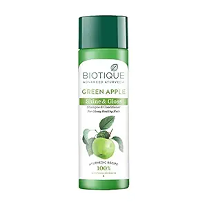 Biotique Green Apple Shine & Gloss Shampoo & Conditioner For Glossy Healthy Hair, 190 ml