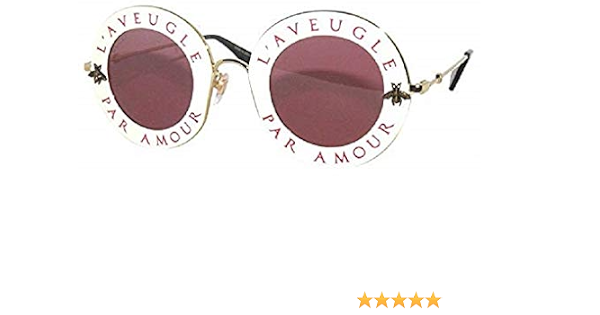 Gucci L'Aveugle Par Amour Occhiali da sole rotondi, Avorio/Oro/Rosso, 44  Donna : Amazon.it: Abbigliamento