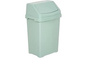 JMS we create smile Plastic Swing Lid Bins Recycle Waste Dust Bin 8/25 /50 L Home Kitchen Office (Silver Sage, 50 Litre)