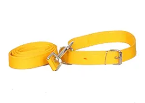 PET CLUB51 Nylon Dog Collar and Leash (Yellow, Medium)