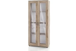 ARREDO DA CASA Vetrina Soggiorno con 2 Ante 3 Mensole Vetrina Espositiva Mobile Ingresso Mobile Soggiorno Vetrinetta Espositiva Rovere VI3