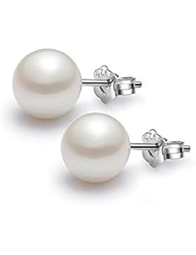 Minely Jewels Perlen Ohrstecker Perlenohrringe 5-9mm perfekt mit 925 Silber Ohrstecker mit Suesswasserperlen hochwertige...