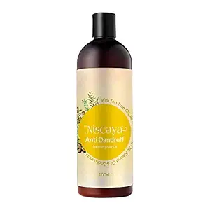 Niscaya Anti Dandruff Soothing Hair Oil With Tea Tree, Rosemary, Olive, Almond, & Sacha Inchi Oils. Natural, Organic, Safe, Sulphate & Paraben Free Dandruff Treatment for Scaling, itchiness & Dryness