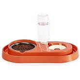 Miapet Hazneli Kedi-K&ouml;pek Mama Ve Su Kabı Seti 500ml Turuncu