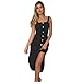 Produktbild WWricotta Womens Holiday Irregular Dress Ladies Summer Beach Buttons Party Dress(Schwarz,S)