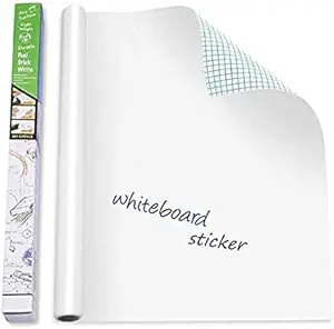 Royat Self-Adhesive White Board Sticker for Wall Removable, Whiteboard Sticker Sheet Decal Vinyl Peel and Stick Paper for School, Office, Home, College Kids Drawing Wallpaper (45x200cm)