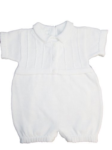 White 100% Cotton Boy's Christening Baptism Knit Romper w/Attached Vest 12 Month Size: 12 Months (Baby/Babe/Infant - Little ones)