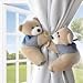 Cute Teddy Bear Curtain Tie Backs 2Pc Set baby nursery -Light Coffee Colour
