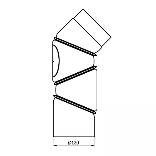 raik SH062-120-sw Rauchrohrbogen / Ofenrohr 120mm – Multibogen schwarz - 6