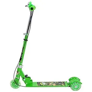 FRUNZA Scooter for Kids 3 Wheeler Foldable Kick Skating Cycle with Brake and Bell, LED on Wheels and Height Adjustable for Boys and Girls for 3-7 Years (Multi Color)