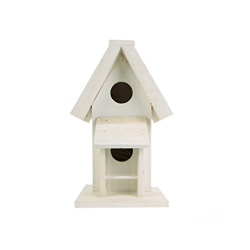 Preisvergleich Produktbild Wunderbar Deko Vogelhaus aus Holz Shappy Weiß Gartendeko Dekoration