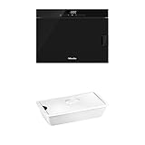 Miele DG 6001 / GourmetStar Stand-Dampfgarer / Obsidianschwarz + Backofen- und Herdzubehör / Servierform Porzellan / zum Servieren von heißen Speisen aus dem Dampfgarer / weiß