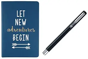 Doodle Adventures of The Mind Hard Bound Non Dated Diary (5.5 X 8.5 Inches, 80 GSM, 192 Ruled Perforated Pages) Birthday Gift, Office Diary, A5 Diary & Parker Vector Standard CT Roller Ball Black Pen
