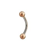 eeddoo Rosegold Piercing Banane 1,2mm für Augenbraue, Tragus, Septum, Helix, Lippe, Ohr, Nase, Intim, Christina, Industrial, Brust - Diamantoptik - Curved Barbell Piercing Stab aus Edelstahl