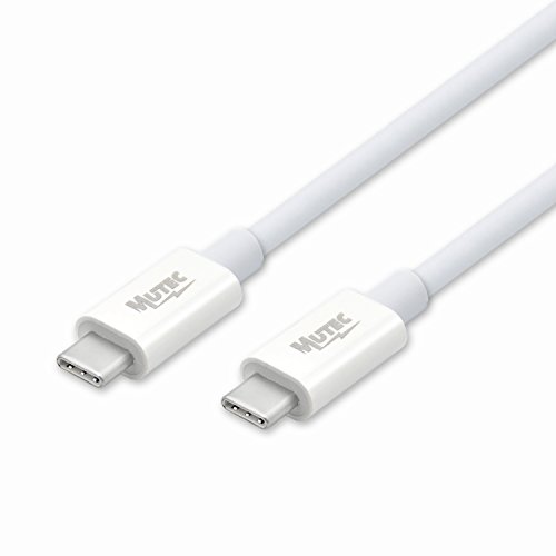 MutecPower SuperSpeed 1m USB 3.1 Typ C Stecker auf USB 3.1 Typ C-Stecker-Kabel mit USB Power Delivery Support (PD) Bidirektionale - weißer ABS-Schale - 1 Meter