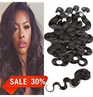 Wendy Hair 100% Virgin Remy Peruvian Unprocessed Human Hair,Can be Dyed/Bleached/Permed,6 Bundles with Closure Human Hair Extensions Natural Color(12 14 16+12" Closure)