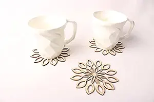 mittali dispatch Stone Shape Wooden Handmade Set of 6 with Decorative Holder Table Tea Coasters for Tea