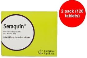 Seraquin 800mg Nutritional Joint Supplement for Small Dogs and Cats (2 x 60 pack)