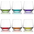 Coloured Tumbler Glasses Set of 6 | 345ml | Whiskey Juice Drinking Glasses | Ideal for Water Juice Scotch Cocktail | Tumbler Glasses | Whiskey Drinking Glass | Coloured Glass | Dishwasher Safe