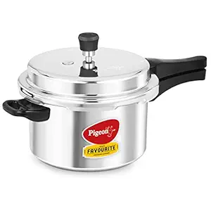 Pigeon Favourite Induction Base Aluminium Pressure Cooker 5 Litres with Outer Lid, Silver