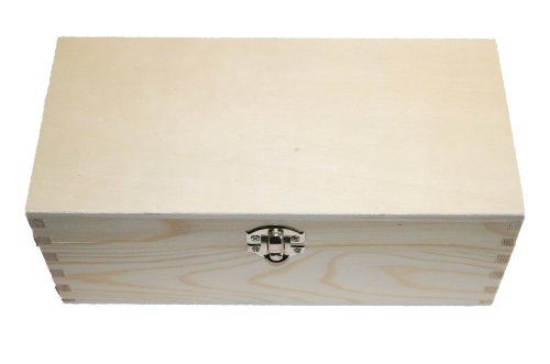 Holzbox - Echt Kiefernholz - rechteckig - mit Deckel - Metall Verschluss - (1x1Stück) (L: innen ca.215/94/85mm)