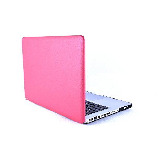 Macbook Pro 13 Hülle Case Tastaturschutzfolie Displayschutzfolie 3 in 1 Kit, TECOOL [Ultra Dünn Serien] Leder Hartschale Schutzhülle Case für MacBook Pro 13.3 Zoll Modell: A1278 – Heißes Rosa - 2
