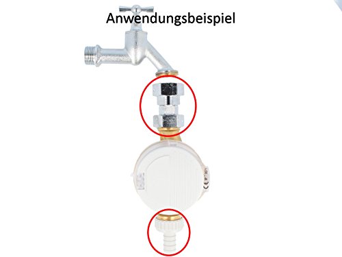 tecuro Zapfhahnzähler-Verschraubungen für Auslaufventile und Zapfhähne 3/4″ Überwurfmutter x 3/4″ Innengewinde - 2