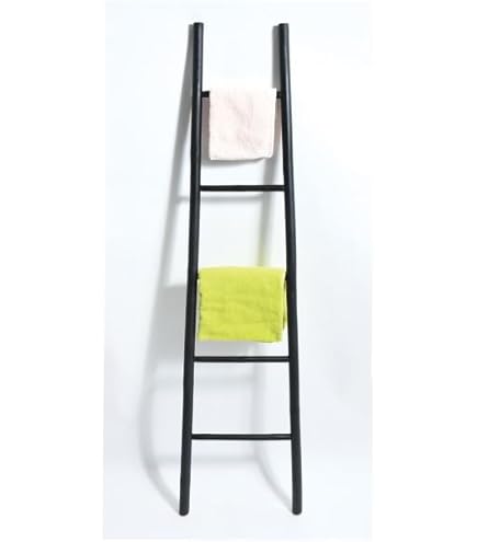 Scala Portasciugamani Da Terra - 4 Piani In Acciaio Nero, 176x38 Cm, Per Bagno Moderno - Foto 10