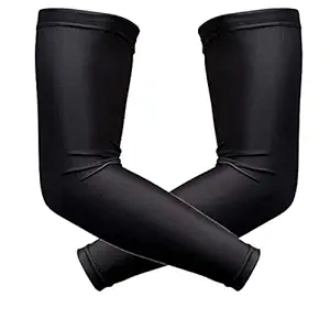 Kuber Industries Cotton Arm Sleeves Gym Sports Gloves for Sun Burn Skin Tan Protection SPF Proof UV Block (Pack of - 4 Pairs, Black) - CTSTC46501