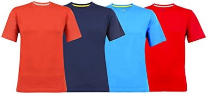 Clifton Men's Tag Half Sleeve R-Neck T-Shirt Pack Of 4-Orange-Navy-Royal Blue-Red