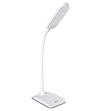 DECKEY 6W Schreibtischlampe LED Tischlampe mit Schwanenhals 3 Helligkeitsstufen dimmbar, TOUCHFELD, FX002 (Weiß)