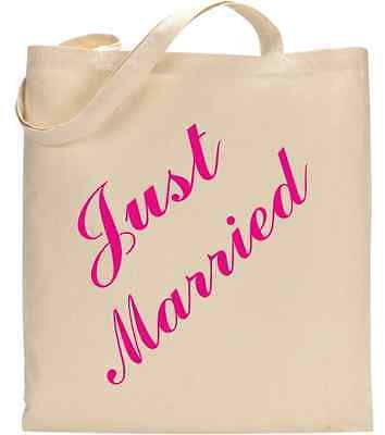 SuperPraise Borsa per la Spesa in Cotone, con Scritta in Lingua Inglese "Just Married" (Lingua Italiana Non Garantita), Naturale, Taglia Unica