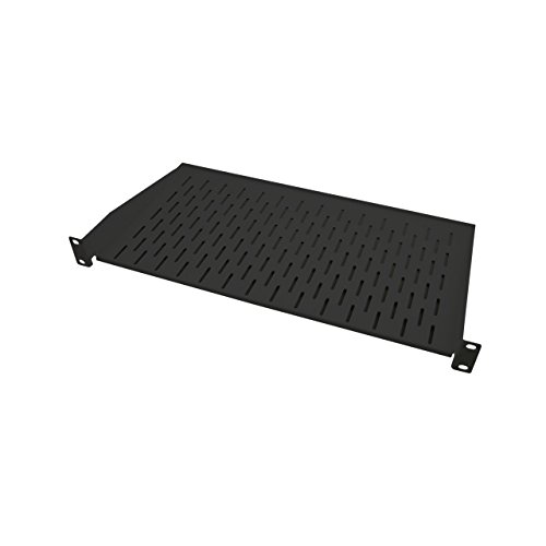 BIGtec 19" 1HE Fachboden Ablageboden Einlageboden schwarz Tiefe 250mm Nutzbreite 445mm für Wandgehäuse Netzwerkschränke Serverschränke Rack-Rahmen RAL9005 Traglast 10kg