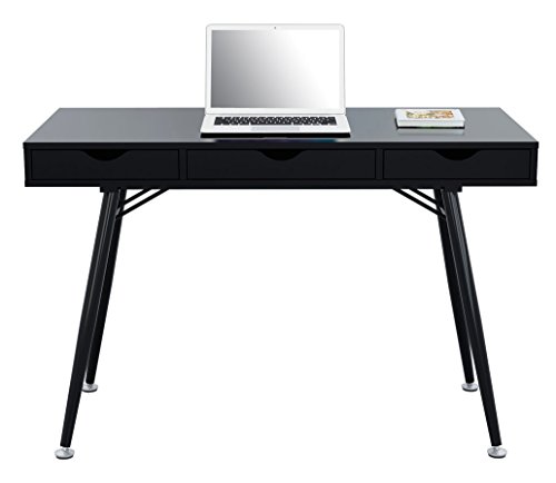 SixBros. Computer Desk - PC Workstation - Office Desk - High Gloss Black - CT-3555NA/2191
