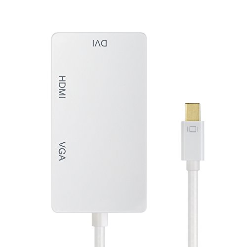 OMorc 3 in 1 Mini Displayport DP auf HDMI DVI VGA Kabel-Adapter Konverter für Apple MacBook, MacBook Air Pro, iMac, Mac mini, Microsoft Surface Pro 1 2 3, Thinkpad X1 usw. – Weiß - 5