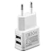 Produktbild Universal-5V 2A Dual USB Port Ladegerät AC-Adapter Weiß für Mobiltelefon-Tablette
