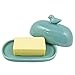 Produktbild TEN-G Turquoise Aqua Blue Ceramic Butter Dish with Lid Cover - Extra Large Size