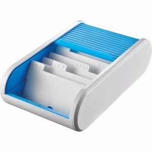 Preisvergleich Produktbild Helit Visitenkartenbox 300 Karten weiß / Blue Lagoon