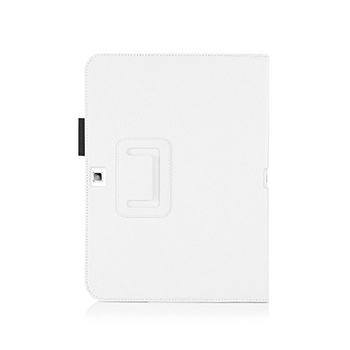 eFabrik Cover für Samsung Galaxy Tab 4 10.1 Zoll Case in Premium Qualität Bookstyle Hülle, Sleep / Wake UP Funktion mit Handschlaufe aus edlem Kunstleder, weiß - 2