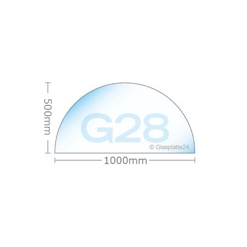 Funkenschutzplatte Form G28 Glasplatte Bodenplatte Kaminplatte Funkenschutz Ofenplatte Kaminglas Funkenschutzplatte 6mm ESG Glas T: 500mm x B: 1000mm - 3
