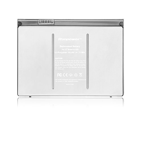 Runpower Akku Notebook Batterie für Apple MacBook 17" Serien A1189, A1151, A1212, A1229, A1261, 17-inch MB Mac book, Aluminiumkörper als Original(nicht Plastik) [Li-polymer 71Wh/6600mAh]