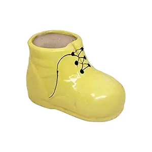 ShopMeFast Shoe Shape Handcrafted Ceramic Pots Ceramic Planter for Indoor Plants/Planters,Home Decor,Garden Decor,Office Decor,Decorative Succulent Pot (Color: Yellow)(L:8 cm, W:17 cm, H:10 cm)