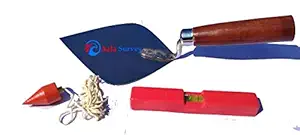 Aala Survey Drawing Instruments Masonry Tools Steel Trowel with Plumb Bob and Spirit Level for Best Cement Construction (Red) - Set of 3 Items