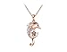 Produktbild Veuer Schmuck für Damen goldene Hals-Kette Delfin-Anhänger Rosé-Gold Vergoldet mit Strass-Steinen Geschenk zu Weihnachten für Frauen, die Freundin, Ehe-Frau VF129