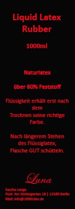 Flüssiglatex 1 Liter LATEX ROT Rubber Latexmilch Naturgummi, 1000ml flüssig Gummi Gummimilch red Latexbekleidung selbst herstellen ! liquid latex - 2